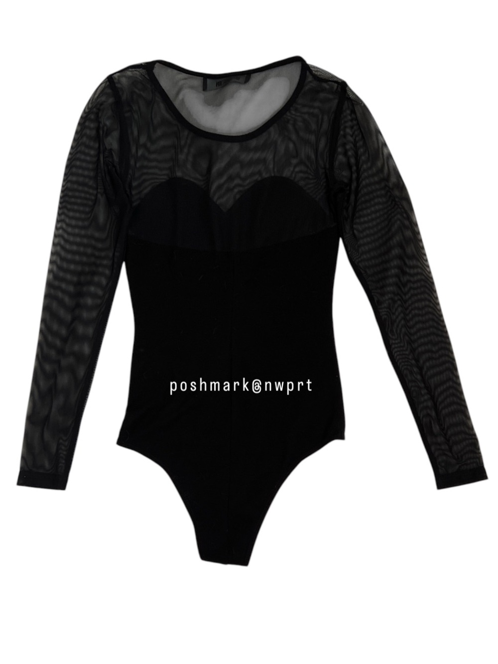 REFORMATION Pixie Mesh Bodysuit Sheer Yoke Black Top XS - Picture 8 of 10